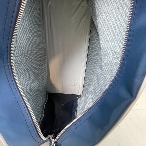 Vintage Travel Bag Unitours Blue Panam Style Shoulder Strap Vacation Flight 70s - Picture 12 of 12